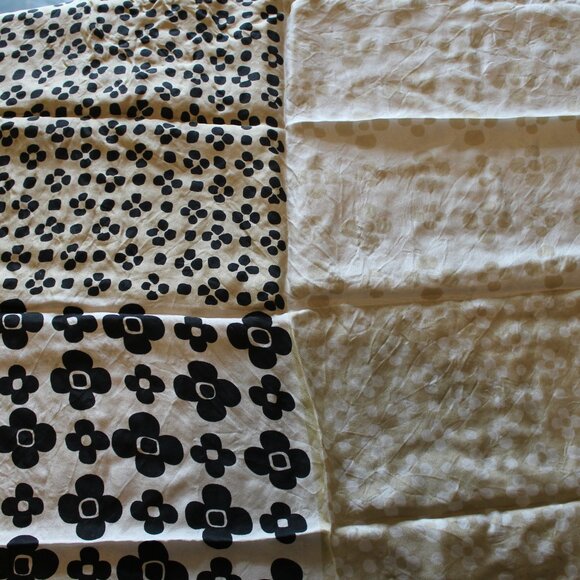Vintage Echo Pure silk Scarf - Tan and Black Floral - Picture 1 of 3